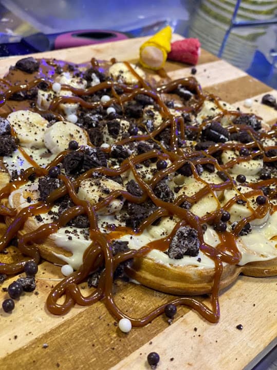 Waffle and cake