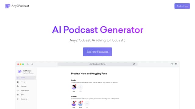 Any2Podcast | AI Podcast Generator